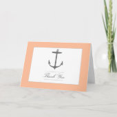 Simple Nautical Anchor Wedding | Peach Bedankkaart (Voorkant)