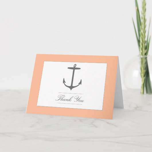 Simple Nautical Anchor Wedding | Peach Bedankkaart (Voorkant)