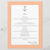 Simple Nautical Anchor Wedding | Peach Menu (Voorkant)