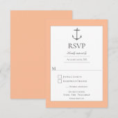 Simple Nautical Anchor Wedding | Peach RSVP Kaartje (Voorkant / Achterkant)