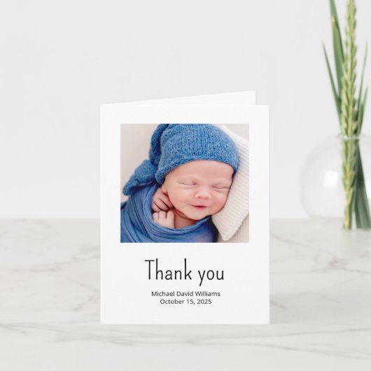 Simple Nautical Sailboat Baby Boy Photo Shower Bedankkaart (Voorkant)