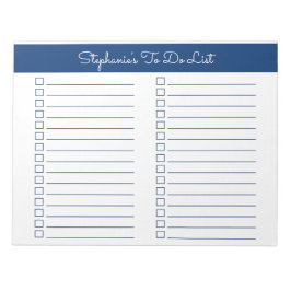 Simple Navy Blue 8.5x11 Two Column Checklist Notitieblok