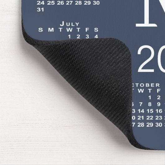 Simple Navy Blue and White Monogram 2020 Agenda Muismat (Hoek)