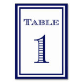 Simple Navy Blue Framed Table Number Kaart #1 (Achterkant)