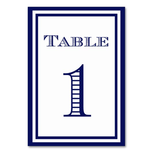 Simple Navy Blue Framed Table Number Kaart #1 (Voorkant)