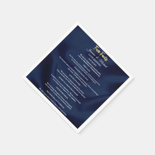 Simple Navy Blue & Gold Wedding Trendy Fun Facts   Servet (Hoek)