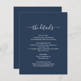 Simple Navy Blue Informatiekaartje