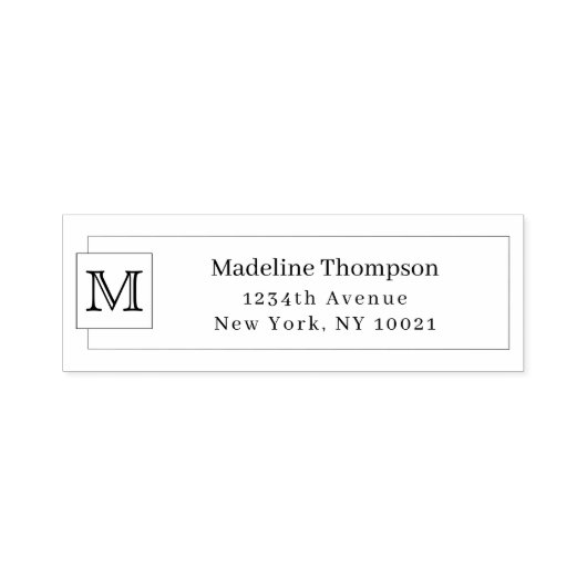 Simple Navy Blue Initiaal Monogram Name Border Zelfinktende Stempel (Design)