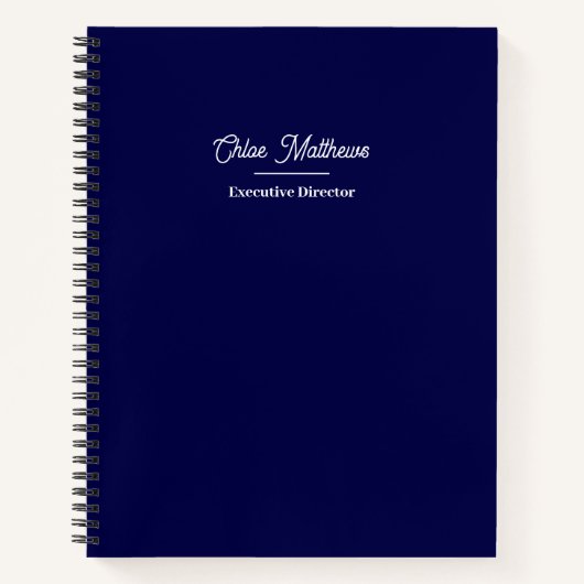Simple Navy Blue Modern Professional Notitieboek (Voorkant)
