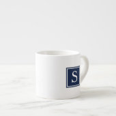 Simple Navy Blue Monogram Espresso Kop (Voorkant rechts)