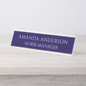 Simple Navy Blue Personalized Name Nurse Manager Bureau Naambordje (Voorkant)
