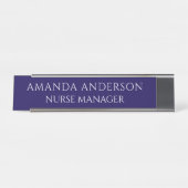 Simple Navy Blue Personalized Name Nurse Manager Bureau Naambordje (Voorkant)