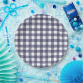 Simple navy gingham paper plates papieren bordje (Feest)