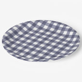 Simple navy gingham paper plates papieren bordje (Gekanteld)
