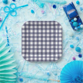 Simple navy gingham paper plates papieren bordje (Feest)