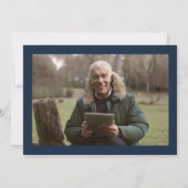 Simple Navy & Gold Calligraphy Funeral Photo Bedankkaart (Achterkant)