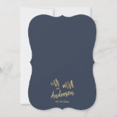 Simple Navy Gold Script Mr en Mrs Wedding Kaart (Achterkant)