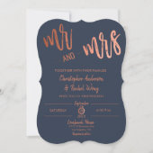 Simple Navy Roos Gold Script Mr en Mrs Wedding Kaart (Voorkant)