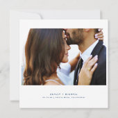 Simple Navy White 2 Foto Roos Gold Square Weddensc Save The Date (Achterkant)