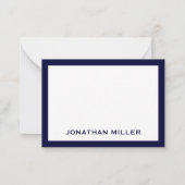 Simple Navy White Typographic Name Notitiekaartje (Achterkant)