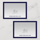 Simple Navy White Typographic Name Notitiekaartje (Voorkant / Achterkant)