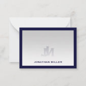 Simple Navy White Typographic Name Notitiekaartje (Achterkant)