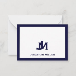 Simple Navy White Typographic Name Notitiekaartje