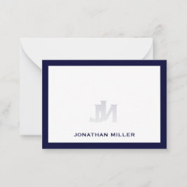 Simple Navy White Typographic Name Notitiekaartje