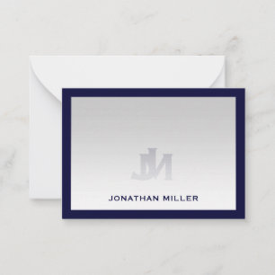 Simple Navy White Typographic Name Notitiekaartje