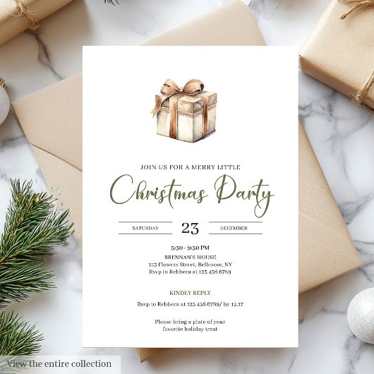 Simple Neutral Beige Scandinavian Christmas Invite Kaart