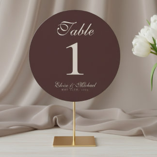Simple Neutral Brown Wedding Table Number Feestdagenkaart
