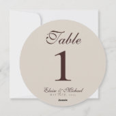 Simple Neutral Brown Wedding Table Number Feestdagenkaart (Achterkant)