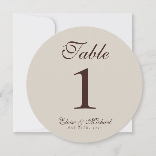 Simple Neutral Brown Wedding Table Number Feestdagenkaart (Voorkant)