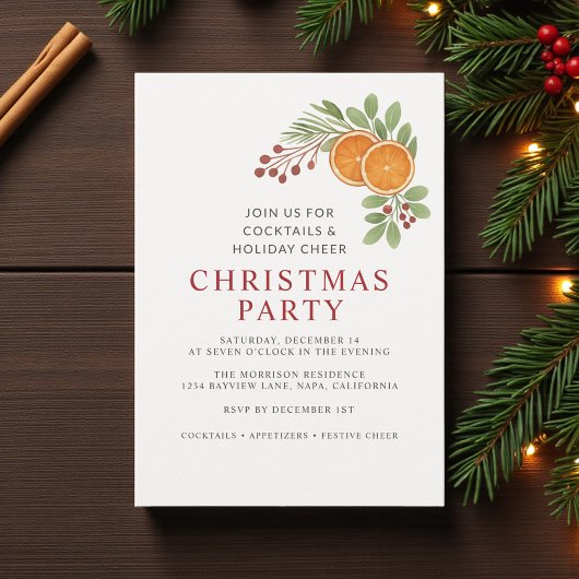 Simple Neutral Christmas Holiday Party Invitation Kaart