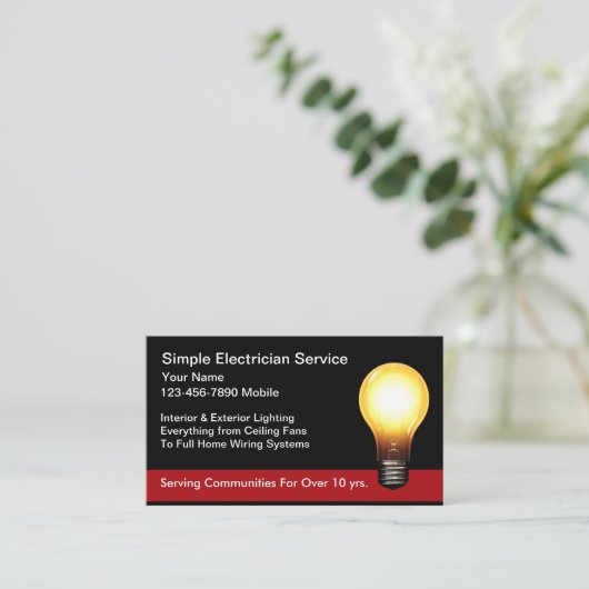 Simple New Electrician Service Business Cards Visitekaartje (Staand voorkant)