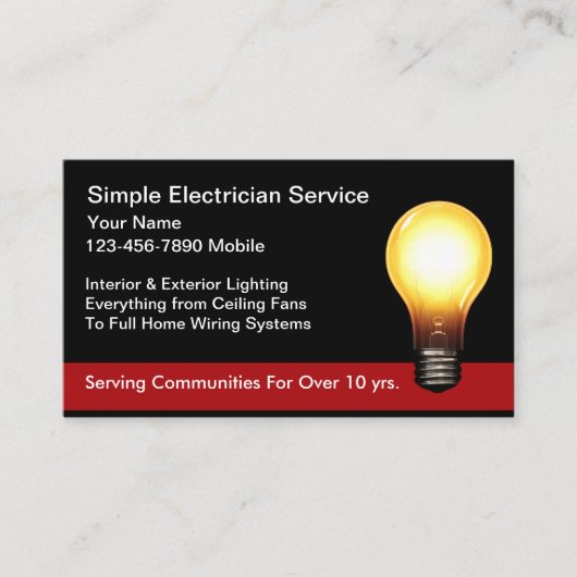 Simple New Electrician Service Business Cards Visitekaartje (Voorkant)
