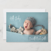 Simple Newborn Photo Elegant Hallo Baby Birth Aankondiging (Voorkant)