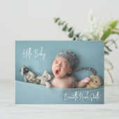 Simple Newborn Photo Elegant Hallo Baby Birth Aankondiging (Staand voorkant)