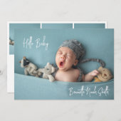 Simple Newborn Photo Elegant Hallo Baby Birth Aankondiging (Voorkant / Achterkant)