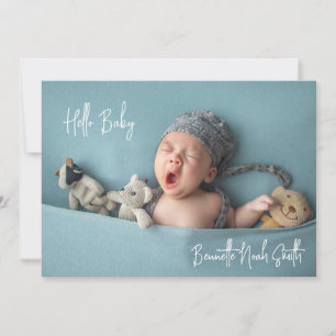 Simple Newborn Photo Elegant Hallo Baby Birth Aankondiging