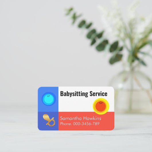 Simple Night and Day Babysitting Service Visitekaartje (Staand voorkant)