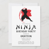 Simple Ninja Birthday Party Kaart (Voorkant)