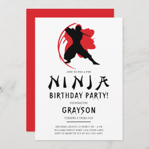 Simple Ninja Birthday Party Kaart