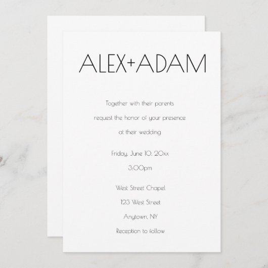 SImple noemt trouwuitnodigingen Kaart (Voorkant / Achterkant)