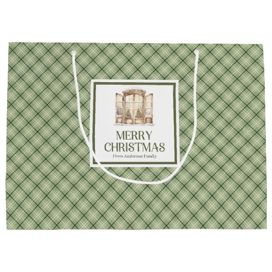 Simple Nordic Christmas Gift Bag Minimal Script Groot Cadeauzakje (Achterkant)