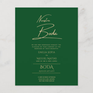 Simple Nuestra BODA Spain Weddenschapstekst Inv
