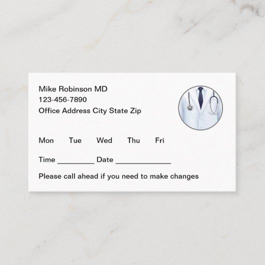 Simple Nurse Practitioner Appointment Cards Afsprakenkaartje (Voorkant)