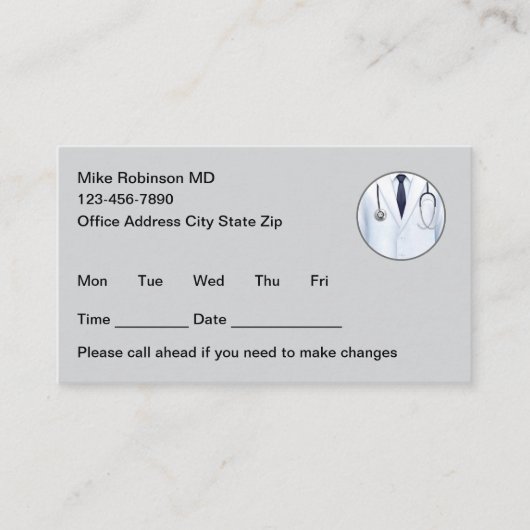Simple Nurse Practitioner Appointment Cards Afsprakenkaartje (Voorkant)
