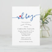 Simple Oh Boy Red Blue, 4de Baby shower juli Kaart (Staand voorkant)