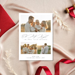 Simple Oh Holy Night Christelijk 3 Foto Familie Feestdagenkaart